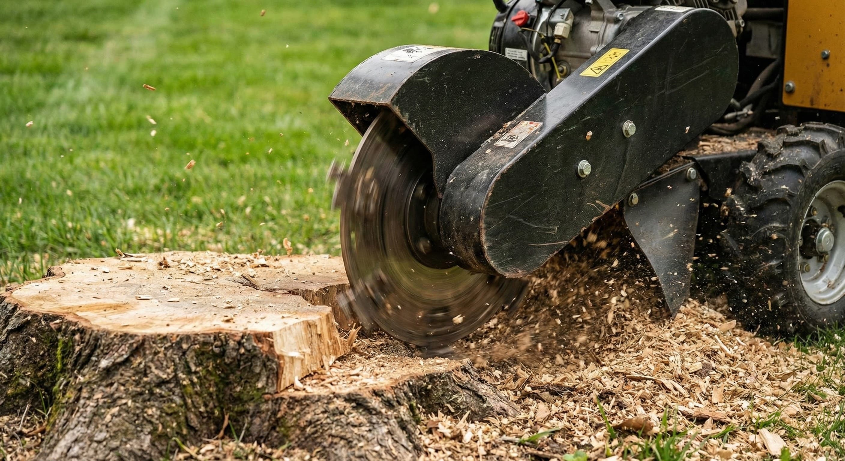 Stump grinding machine removing a tree stump in Joplin